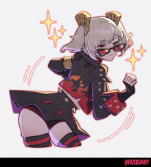 a drawing of a girl with the name nuebunny underneath it