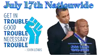 a poster for july 17th nationwide with a picture of barack obama and john lewis