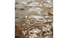 a close up of water with the words " 5 minutes " written on it