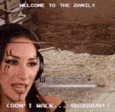 a woman wearing headphones with the words welcome to the zamily behind her