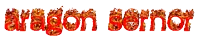 aragon bernar is written in red with flames coming out of the letters