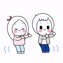 couple cute lovely thumbs up dance
