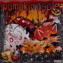 a poster that says pumpkinapple is canon in black letters