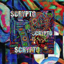 a colorful poster that says crypto on the top