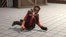 a man in a cowboy hat is laying on the ground with a cross on his chest