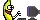 a pixel art drawing of a banana sitting in front of a computer monitor .
