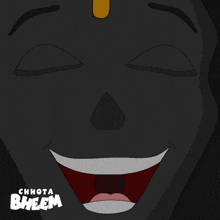 a close up of a cartoon character 's face with chhota bheem written below it