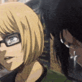 a close up of a person wearing glasses and a cross