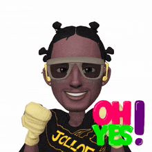 a cartoon of a man wearing sunglasses and a shirt that says jolly on it