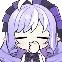 a cartoon girl with purple hair is covering her mouth
