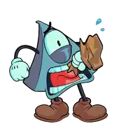 a cartoon character with arms and legs is holding a piece of paper