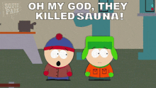 two south park characters are standing next to each other