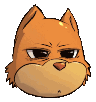 a cartoon drawing of a cat 's face with an angry look