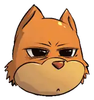 a cartoon drawing of a cat 's face with an angry look