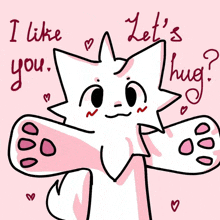 a drawing of a cat that says i like you