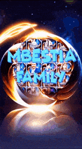 a picture of a globe with the words bestia family written in blue