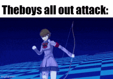 a girl is holding a bow and arrow in a video game .