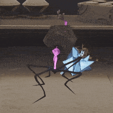 a purple flower is growing out of a rock in a video game