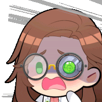 a cartoon drawing of a girl wearing glasses and a target on her eye