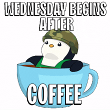 happy coffee morning penguin wednesday
