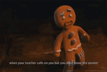 gingerbread man shocked surprised when your teacher calls on you but you dont know the answer shrek