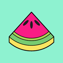 a cartoon drawing of a watermelon with seeds in it