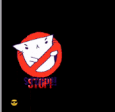a stop sign with a cat in the middle