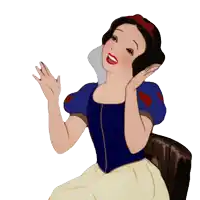 a cartoon of snow white is smiling and waving her hands