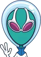 a cartoon illustration of an alien wearing sunglasses