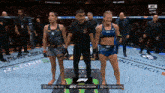 julianna peña and kayla harrison are standing next to each other in a ufc match