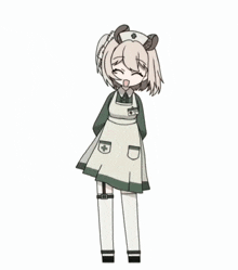 a cartoon of a nurse wearing a white apron and a white hat