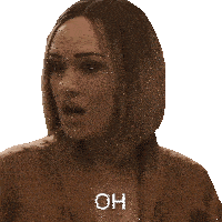a woman with her mouth open and the words " my god " on the bottom