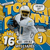 a football player named lac williams is running with a ball
