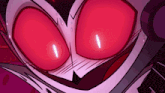 a close up of a cartoon character 's red eyes
