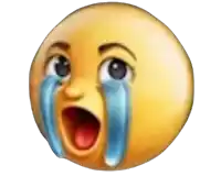 a yellow smiley face with tears coming out of its eyes .