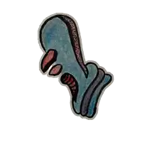 a drawing of a blue and purple object with a white outline
