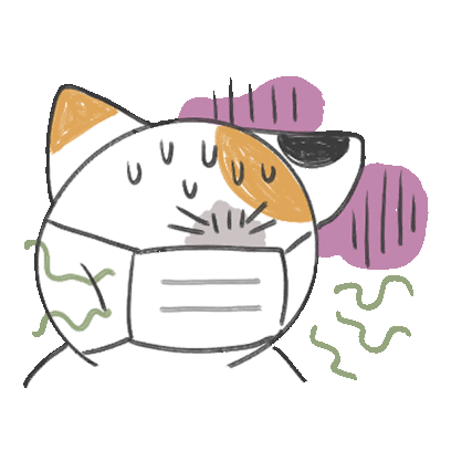 a drawing of a cat wearing a mask on its face