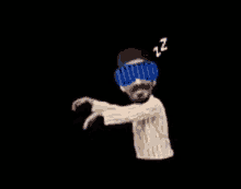 a cartoon character is wearing a pair of blue sleep masks .