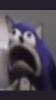 a blurry picture of a sonic the hedgehog with a surprised look on his face .