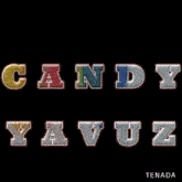 a fireworks display with the word candy yavuz in the foreground