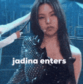 a picture of a woman with the words jadina enters on it