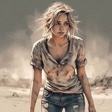a painting of a woman with a meta ai logo on the bottom right