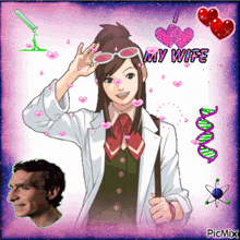 a picture of a woman with the words " my wife " on the bottom