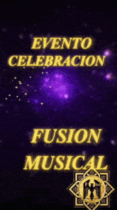a purple background with the words bienvenidos evento celebracion fusion musical