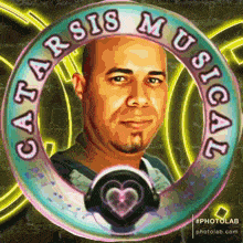 a picture of a man in a circle with the words catarsis musical