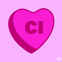 a pink heart with the letter ci in the middle