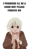a cartoon of a girl crying with the words i promised ill be a good boy please forgive me