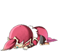 a cartoon character is laying on the ground with a sword stuck in his butt