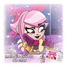 a picture of a cartoon character with the words melodie es solo de char on the bottom