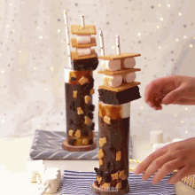 a s'mores milkshake with brownies and marshmallows